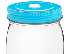 Acopa Rustic Charm 16 oz. Drinking Jar with Handle and Light Blue