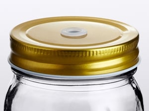 Drinking Jar w/ Gold Metal Lid & Straw Hole - 12/Case