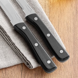 Acopa 4 3/4 Steak Knife with Jumbo Black Bakelite Handle - 12/Pack