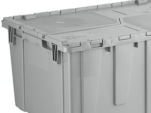 Lavex 25 1/4 x 15 1/2 x 12 1/8 Gray Stackable Industrial Tote / Storage  Box with Attached Lid