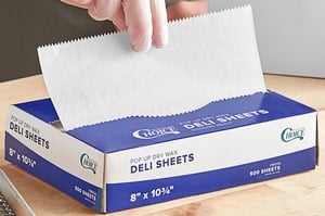 Interfolded Food and Deli Dry Wrap Wax Paper Sheets with Dispenser Box - 8 x 10.75 / 6000 ct