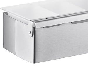 Choice 15 1/2 x 11 1/2 Ambidextrous Stainless Steel Rectangular 6  Compartment Tray with Trapezoid Center - 12/Pack