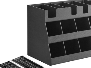 ServSense™ Black 6-Section Countertop Lid / Straw Organizer - 6 1/2 x 16  x 28