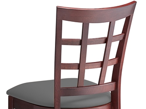 Mahogany Finish Wood Window Back Chair with Dark Gray Vinyl Seat ...