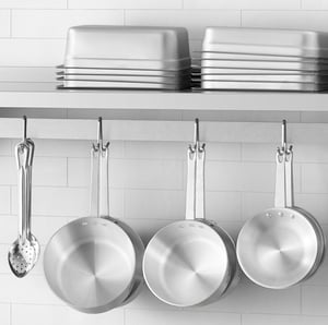 Regency 15 x 48 Stainless Steel Wall Mounted Pot Rack with Shelf and 18  Galvanized Hooks