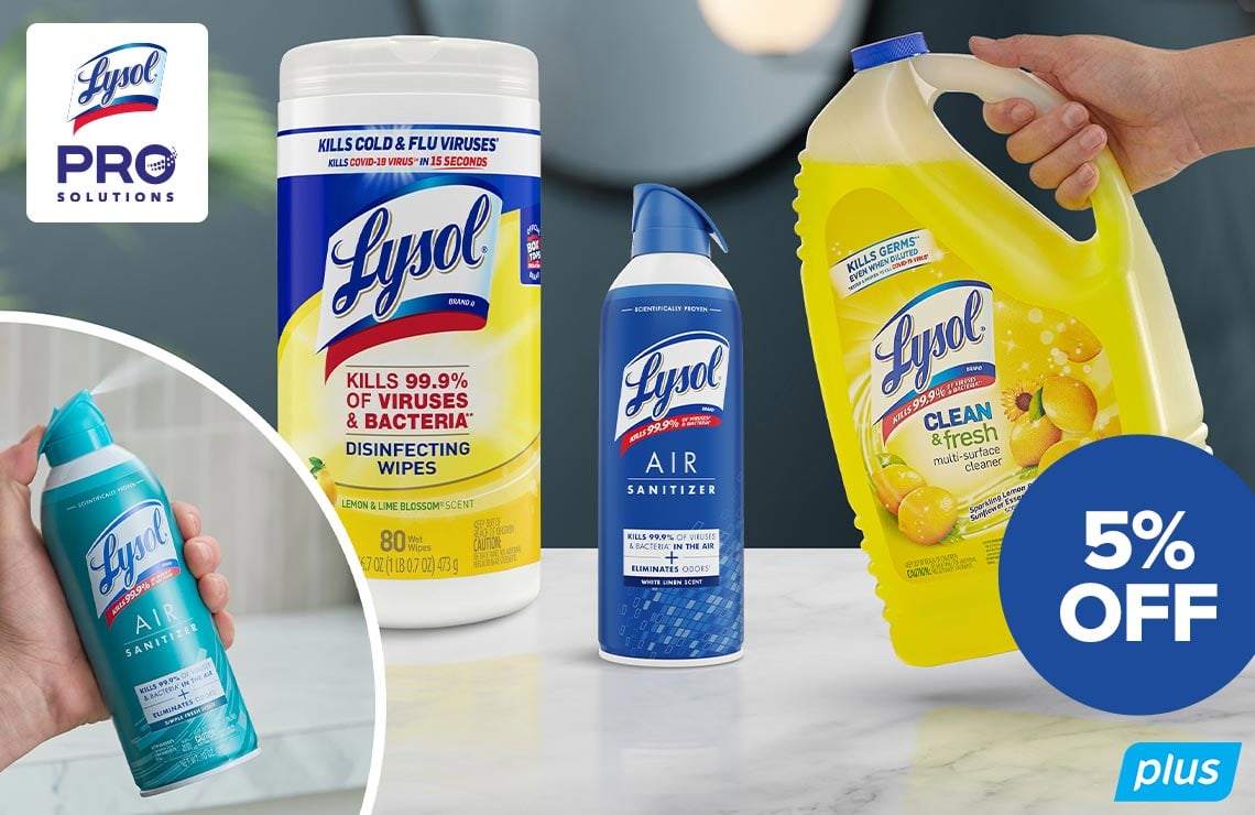 5% Off Lysol Sanitizers & Disinfectants, Help Protect Your Business, use code: DEEPCLEAN