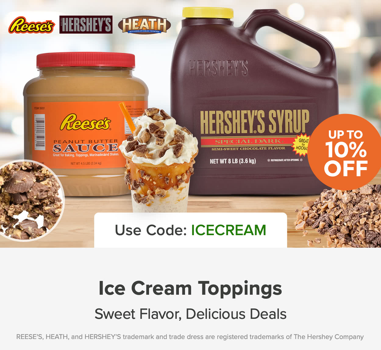 Save up to 10% on HERSHEY’S Ice Cream Toppings