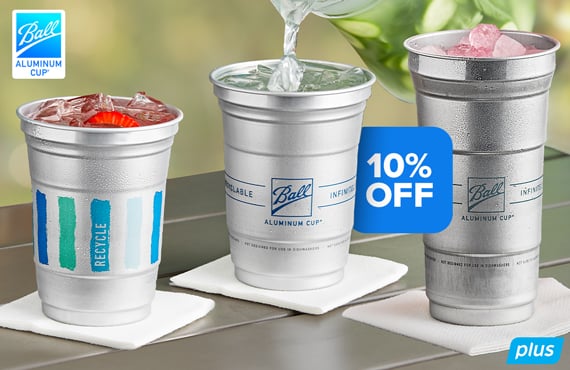 Save 10% on Ball aluminum cups