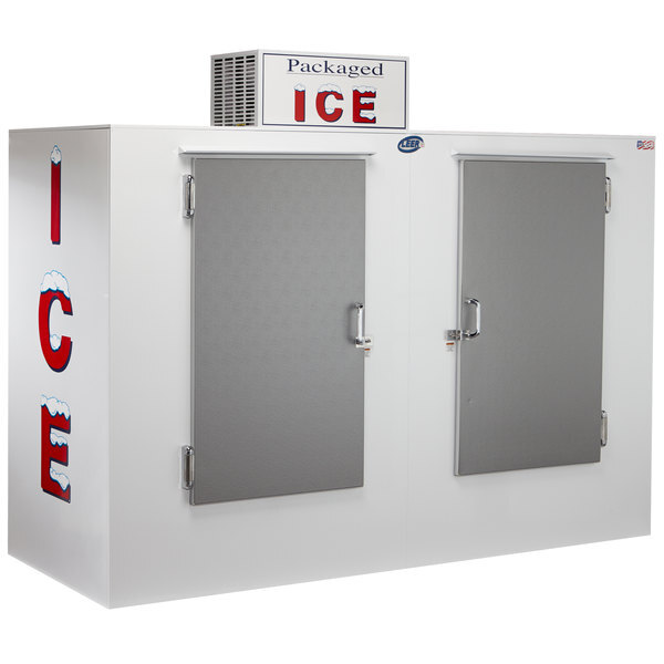 Scratch And Dent Leer 100as 94 Outdoor Auto Defrost Ice Merchandiser With Straight Front And Stainless Steel Doors