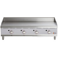 Cooking Performance Group G48T 48 inch Heavy-Duty Gas Countertop Griddle with Flame Failure Protection and Thermostatic Controls - 120,000 BTU