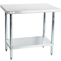 Regency 30 inch x 36 inch 18-Gauge 304 Stainless Steel Commercial Work Table with Galvanized Legs and Undershelf