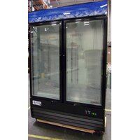 Avantco GDC-49F-HC 53 1/8 inch Black Swing Glass Door Merchandiser Freezer with LED Lighting