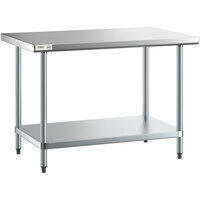 Regency 30 inch x 48 inch 18-Gauge 304 Stainless Steel Commercial Work Table with Galvanized Legs and Undershelf