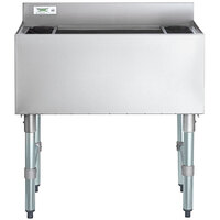 Regency 21 inch x 30 inch Underbar Ice Bin with 7 Circuit Post-Mix Cold Plate and Bottle Holders