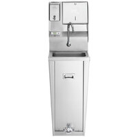 Regency 17 inch x 15 inch Hands Free Hand Sink with Pedestal Base and Top Mounted Paper Towel and Soap Dispenser