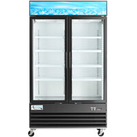 Avantco GDC-40-HC 48 inch Black Swing Glass Door Merchandiser Refrigerator with LED Lighting