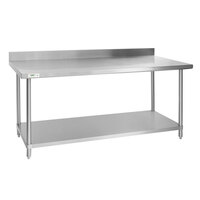 Regency Spec Line 30 inch x 72 inch 14 Gauge Stainless Steel Commercial Work Table with 4 inch Backsplash and Undershelf