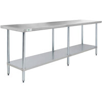 Regency 30 inch x 84 inch 18-Gauge 304 Stainless Steel Commercial Work Table with Galvanized Legs and Undershelf
