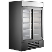 Beverage-Air MMR45HC-1-BS MarketMax 52 inch Black Glass Sliding Door Merchandiser Refrigerator with Stainless Steel Interior