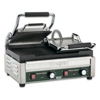 Waring WPG300T Panini Ottimo Grooved Top & Bottom Panini Sandwich Grill with Timers - 17 inch x 9 1/4 inch Cooking Surface - 240V, 3120W