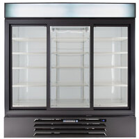 Beverage-Air MMR66HC-1-B MarketMax 75 inch Black Refrigerated Sliding Glass Door Merchandiser with LED Lighting