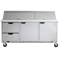 Beverage-Air SPED72HC-30M-2 72 inch 2 Door 2 Drawer Mega Top Refrigerated Sandwich Prep Table