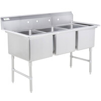 Regency 16 Gauge Stainless Steel Three Compartment Commercial Sink - 24" x 24" x 14" Bowls