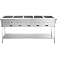 Avantco STE-5S Five Pan Open Well Electric Steam Table with Undershelf - 208/240V, 3750W