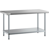 Regency 30 inch x 60 inch 18-Gauge 304 Stainless Steel Commercial Work Table with Galvanized Legs and Undershelf