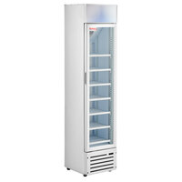 Galaxy GDN-5 16 1/2 inch White Swing Glass Door Merchandiser Refrigerator with Red, White, and Blue LED Lighting