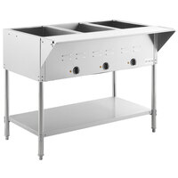 Avantco STE-3S Three Pan Open Well Electric Steam Table with Undershelf - 120V, 1500W