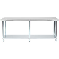 Regency 24 inch x 84 inch 18-Gauge 304 Stainless Steel Commercial Work Table with Galvanized Legs and Undershelf