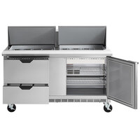 Beverage-Air SPED60HC-24M-2 60 inch 1 Door 2 Drawer Mega Top Refrigerated Sandwich Prep Table