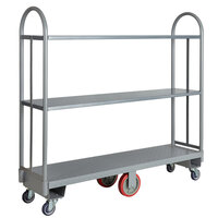 Lavex Industrial 16 inch x 63 inch Heavy-Duty Steel U-Boat Utility Cart with Two Removable Shelves - 2000 lb. Capacity
