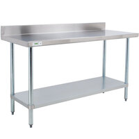 Regency 24" x 72" 18-Gauge 304 Stainless Steel Commercial Work Table with 4" Backsplash and Galvanized Undershelf
