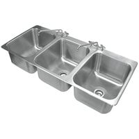 Advance Tabco DI-3-1612 3 Compartment Drop-In Sink - 16 inch x 20 inch x 12 inch Bowls