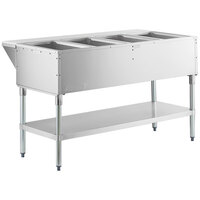 ServIt GST-4WE-NG Four Pan Open Well Natural Gas Steam Table with Undershelf - 14,000 BTU
