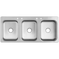 Regency 20 inch x 16 inch x 12 inch 20 Gauge Stainless Steel Three Compartment Drop-In Sink