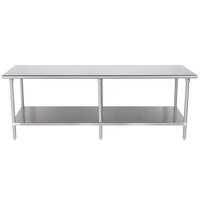 Advance Tabco Premium Series SS-368 36 inch x 96 inch 14 Gauge Stainless Steel Commercial Work Table with Undershelf