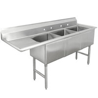 Advance Tabco FC-3-2424-24-X Spec Line Fabricated One Compartment Pot Sink with One Drainboard - 36 1/2 inch - Left Drainboard