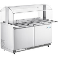 Avantco 60 inch Stainless Steel Refrigerated Salad Bar / Cold Food Table with Sneeze Guard, Pan Cover, and Tray Slide