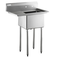 Steelton 38 3/4 inch 18-Gauge Stainless Steel One Compartment Commercial Sink with Left Drainboard - 18 inch x 18 inch x 12 inch Bowl