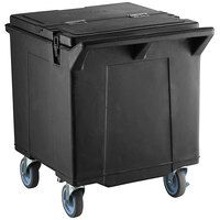 CaterGator 125 lb. Capacity Black Mobile Ice Bin with Flip Lid