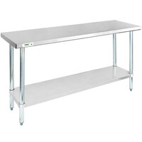 Regency 18" x 60" 18-Gauge 304 Stainless Steel Commercial Work Table with Galvanized Legs and Undershelf