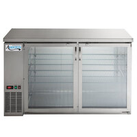 Avantco UBB-2G-HC 59 inch Stainless Steel Counter Height Glass Door Back Bar Refrigerator with LED Lighting