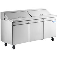 Avantco A Plus APST-72 72 inch 3 Door Stainless Steel Refrigerated Sandwich / Salad Prep Table