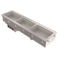 Vollrath 3665120 Modular Drop In Four Compartment Short Side Hot Food Well with Infinite Controls and Manifold Drain - 208/240V, 4000W