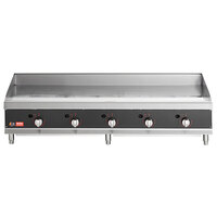 Cooking Performance Group GTU-CPG-60-N Ultra Series 60 inch Chrome Plated Natural Gas 5-Burner Countertop Griddle - 150,000 BTU