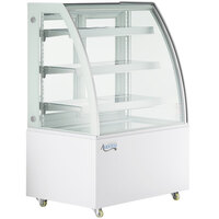 Avantco BCTD-36 36 inch White 3-Shelf Curved Glass Dry Bakery Display Case with LED Lighting
