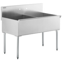 Steelton 48" 16-Gauge Stainless Steel Two Compartment Commercial Utility Sink - 24" x 24" x 14" Bowls